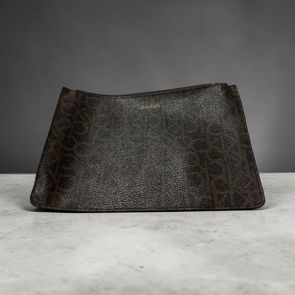 Coach Dark Brown Signature Monogram Pouch